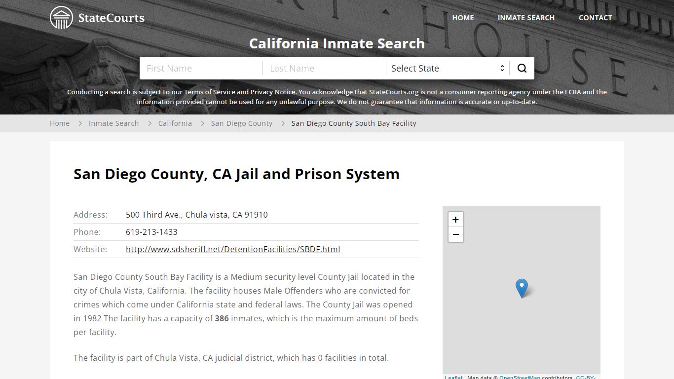 San Diego County South Bay Facility Inmate Records Search ...