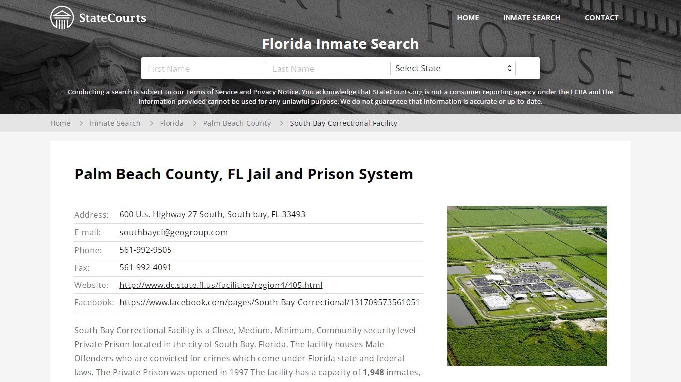 South Bay Correctional Facility Inmate Records Search ...