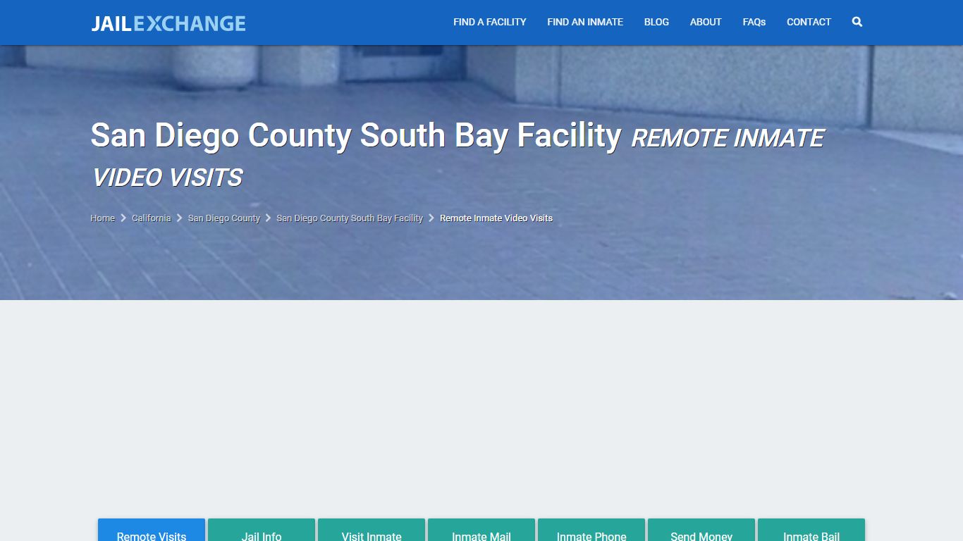 San Diego County South Bay Facility remote inmate video visits